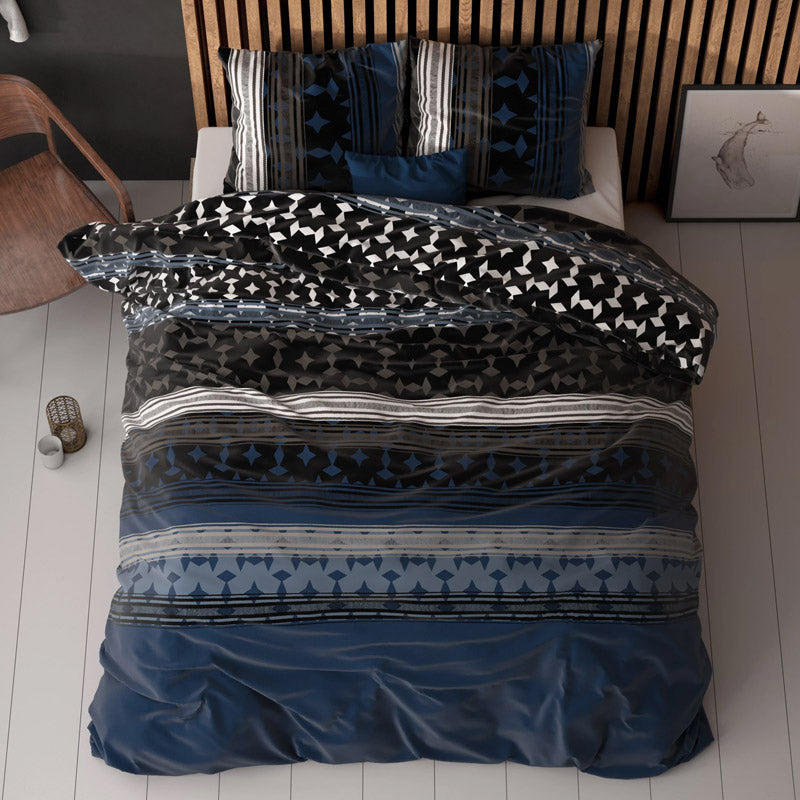 1+1 actie - Dekbedovertrek Scanda Navy