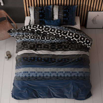 1+1 actie - Dekbedovertrek Scanda Navy