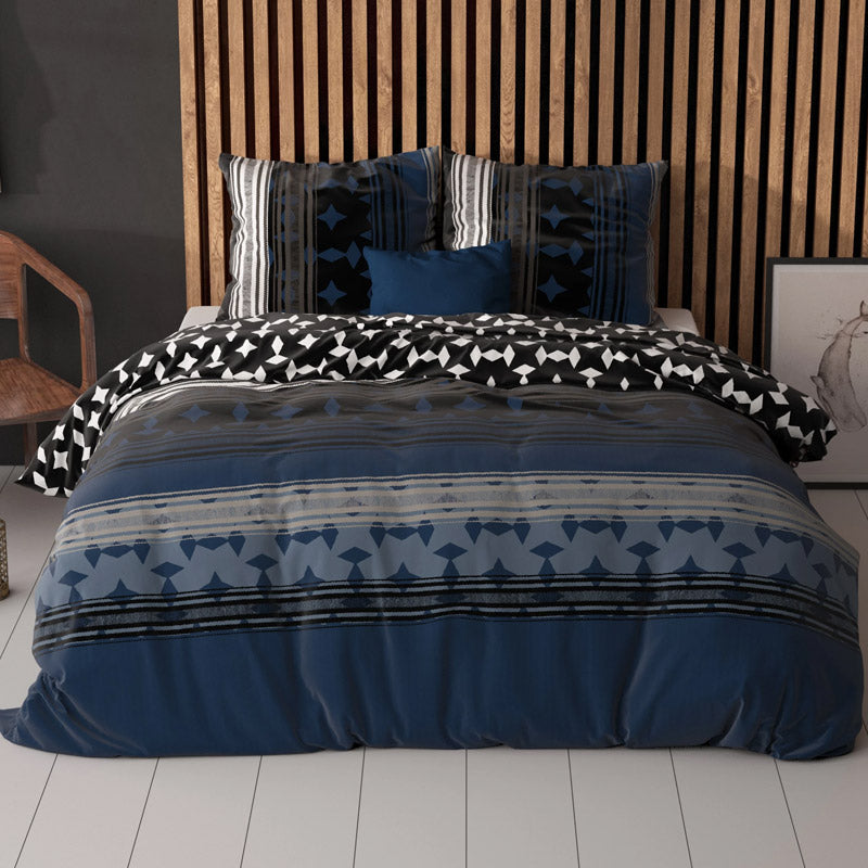1+1 actie - Dekbedovertrek Scanda Navy