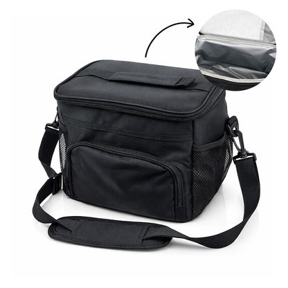 Thermo Lunchbox & Koeltas 9 Liter – Geïsoleerde Lunchtas met Schouderband Zwart