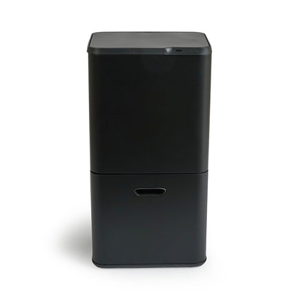 Prullenbak met Sensor – 63 Liter – Mat Zwart / Metal Grey