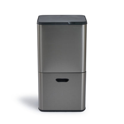 Prullenbak met Sensor – 63 Liter – Mat Zwart / Metal Grey