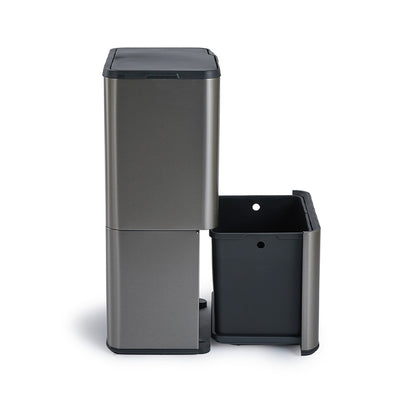 Prullenbak met Sensor – 63 Liter – Mat Zwart / Metal Grey