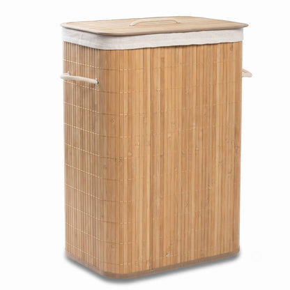 Bamboe Wasmand 76 Liter – Opvouwbare Wasmand met Deksel 30x40x60 cm