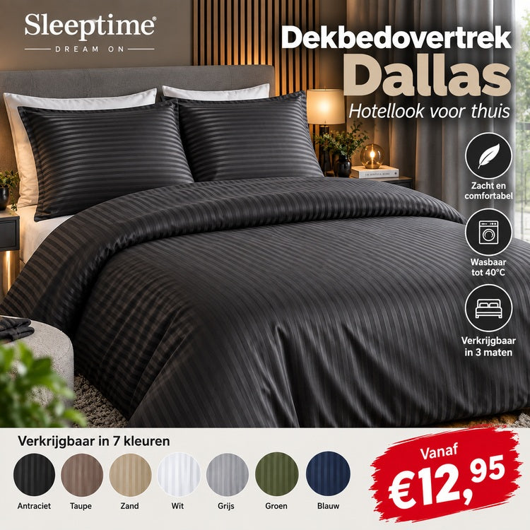 Sleeptime Hotel Dallas dekbedovertrek met hotellook in 7 kleuren